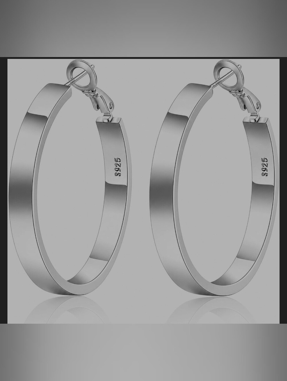 50 Mm Sterling Silver Hoop Earrings 925 Marked And Brand New! Sealed!